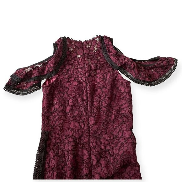 Alexis Philippe Lace Cold Shoulder Jumpsuit,  burgundy/ black,‎ Size S - Picture 11 of 16
